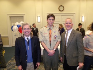 Eagle Scout Philip Trevisan (center) with Princeton Cemetery Chairman, Gary Patteson and Allen Olsen